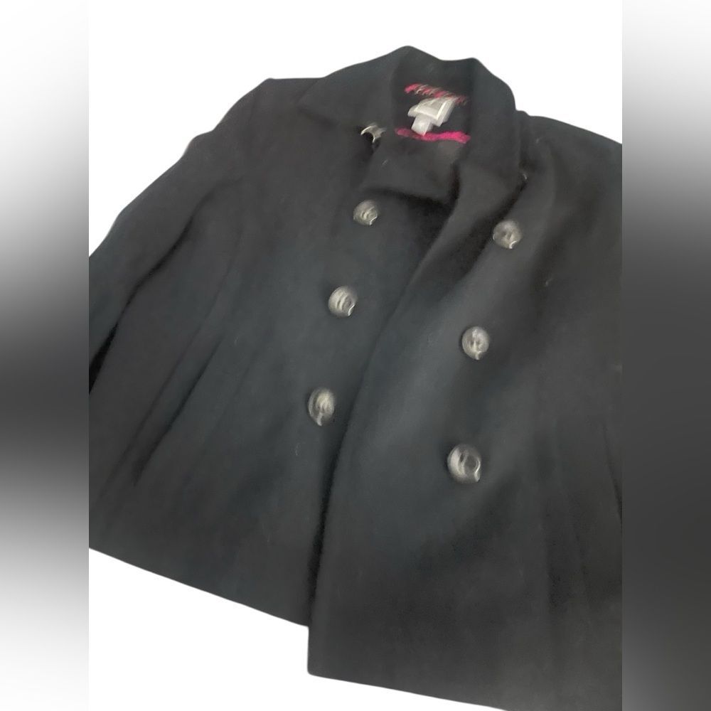 JCP size 1X Women’s Black Double-Breasted Peacoat lined excellent  condition 1X